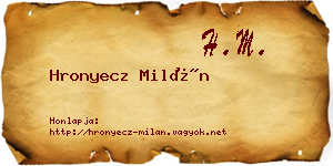Hronyecz Milán névjegykártya